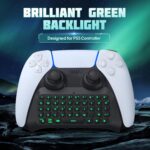 TiMOVO PS5 Controller Keyboard with Green Backlit, Wireless Bluetooth Keypad Chatpad for PlayStation 5, Built-in Speaker & 3.5mm Audio Jack, Mini Gaming Keyboard for PS5 Accessories, Black - Image 3