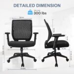 Ergonomic Office Chair Home Mesh Desk Chair with Adjustable Arms - Mid Back Computer Chairs for Adults - Swivel Task Chair Comfortable for Home Office (Black) - Image 4