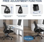 Ergonomic Office Chair Home Mesh Desk Chair with Adjustable Arms - Mid Back Computer Chairs for Adults - Swivel Task Chair Comfortable for Home Office (Black) - Image 7