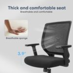 Ergonomic Office Chair Home Mesh Desk Chair with Adjustable Arms - Mid Back Computer Chairs for Adults - Swivel Task Chair Comfortable for Home Office (Black) - Image 8