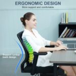 Ergonomic Office Chair Home Mesh Desk Chair with Adjustable Arms - Mid Back Computer Chairs for Adults - Swivel Task Chair Comfortable for Home Office (Black) - Image 10