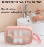 Clear Travel Bags for Toiletries, 3Pcs Portable PVC Waterproof Cosmetic Bags, Transparent Travel Storage Carry Pouch, Toiletry Bags and Cosmetics Organizer for Women Men (Pink) - Image 5