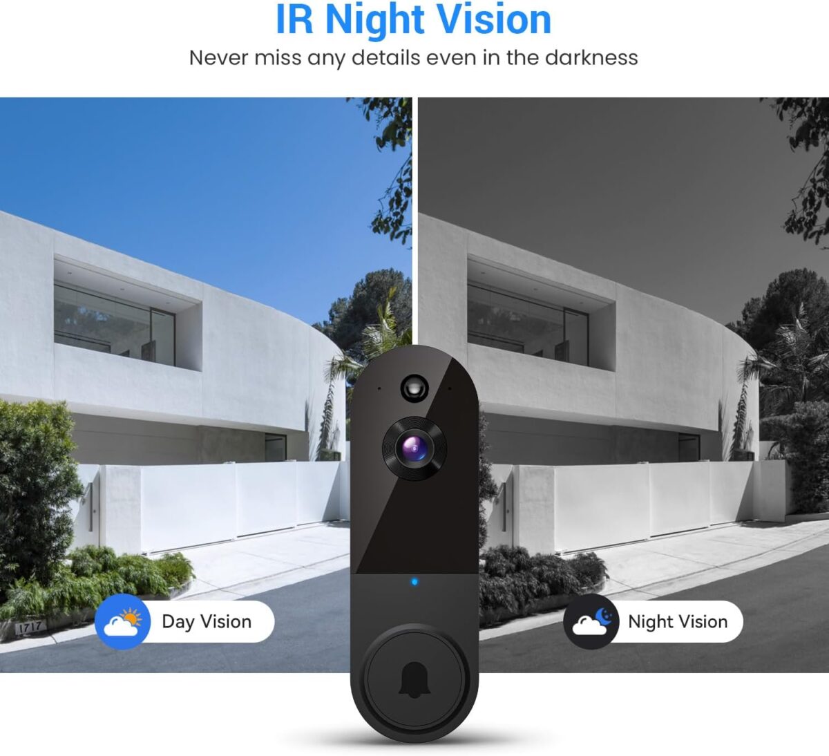 1080p Wireless Video Doorbell Camera, Night Vision, Smart AI Human Detection, Two-Way Talk, Battery Powered, 2.4GHz Wi-Fi, Cloud Storage - Image 7