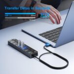 USB Hub 3.0, 7-Port USB Hub Splitter with Individual On/Off Switches and Lights, 3.2ft/1m Long Cable Compatible with MacBook, Laptop, Surface Pro, PS4, PC, Flash Drive, Mobile HDD - Image 4
