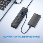 USB Hub 3.0, 7-Port USB Hub Splitter with Individual On/Off Switches and Lights, 3.2ft/1m Long Cable Compatible with MacBook, Laptop, Surface Pro, PS4, PC, Flash Drive, Mobile HDD - Image 5
