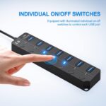 USB Hub 3.0, 7-Port USB Hub Splitter with Individual On/Off Switches and Lights, 3.2ft/1m Long Cable Compatible with MacBook, Laptop, Surface Pro, PS4, PC, Flash Drive, Mobile HDD - Image 6