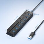 USB Hub 3.0, 7-Port USB Hub Splitter with Individual On/Off Switches and Lights, 3.2ft/1m Long Cable Compatible with MacBook, Laptop, Surface Pro, PS4, PC, Flash Drive, Mobile HDD - Image 8