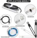 48Pcs Cord Organizer Kit, Reusable Silicone Cable Ties, Strong Adhesive Cable Clips for Cable Management, Multipurpose Wire Management for Bundling and Fastening Various Wires (Black, White) - Image 5