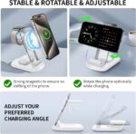 2025 Magnetic Wireless Mag-Safe Charger Stand,3 in 1 Charger with Light for iPhone 16 15 14 13 12 Pro Max Plus,Charging Pad for Apple Watch Series & Air pods 4 3 2 Pro(White) - Image 6