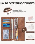 BOSTANTEN Slim Wallet Women Leather RFID Blocking Credit Card Holder Bifold Thin Wallet with Zipper Pocket Beige＆Brown - Image 3