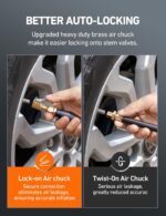 AstroAI 4 Pack Air Chuck, Heavy Duty Closed Flow Lock On Tire Chuck with Clip for Inflator Gauge Compressor Accessories, Yellow - Image 3
