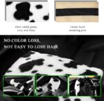 4 PCS Cow Print Car Accessories Set, Soft Fluffy Plush Cute Cow Steering Wheel Cover & Handbrake Cover, Warm Furry Cow Print Armrest Mat & Shift Gear Cover, Car Accessories - Image 5