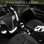 4 PCS Cow Print Car Accessories Set, Soft Fluffy Plush Cute Cow Steering Wheel Cover & Handbrake Cover, Warm Furry Cow Print Armrest Mat & Shift Gear Cover, Car Accessories - Image 7