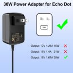30W Power Cord for Alexa Echo Show 8, Echo Show 10, Echo Show 15, Echo 4th Gen Echo 3rd Gen, 18.5V 1.67A AC Adapter with 5.9ft Power Cable - Image 6