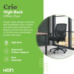 HON Crio High Back Office Chair Mesh Desk Chair With Wheels and Arms - Ergonomic Office Chair with Adjustable Center-Tilt Recline, Home Office Swivel Chair Comfortable for Long Hours - Black - Image 4