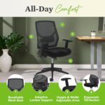 HON Crio High Back Office Chair Mesh Desk Chair With Wheels and Arms - Ergonomic Office Chair with Adjustable Center-Tilt Recline, Home Office Swivel Chair Comfortable for Long Hours - Black - Image 5