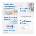 TP-Link Tapo Smart Temperature and Humidity Monitor, 2.7" E-Ink Display, Swiss-Made Sensor, Real-Time Notification, Visual Graphics, Requires Tapo Hub, White, T315 - Image 3