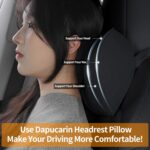 Car Neck Pillow Memory Foam Premium Leather Headrest Neck Support Cushion Universal for Driving Home Office, Black,2PC - Image 3