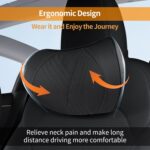 Car Neck Pillow Memory Foam Premium Leather Headrest Neck Support Cushion Universal for Driving Home Office, Black,2PC - Image 4