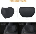 Car Neck Pillow Memory Foam Premium Leather Headrest Neck Support Cushion Universal for Driving Home Office, Black,2PC - Image 5