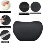Car Neck Pillow Memory Foam Premium Leather Headrest Neck Support Cushion Universal for Driving Home Office, Black,2PC - Image 6