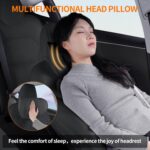 Car Neck Pillow Memory Foam Premium Leather Headrest Neck Support Cushion Universal for Driving Home Office, Black,2PC - Image 7