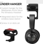 BRAINWAVZ Under Desk Headphone Hanger Stand for Steelseries Arctis Nova Pro Wireless Headsets with Dock for The Wireless Base Station (HPS02) - Image 3