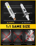 AUXITO 2025 Upgraded H1 LED Light Bulb, 1:1 Mini Size 6500K White, No Adapter Required Easy install, H1ll Fanless LED Kit Fog lights, Canbus Ready, Pack of 2 - Image 4