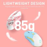 DAREU Sakura Pink Wireless Gaming Mouse with Charging Dock Rechargeable RGB,12K DPI,7 Programmable Buttons High-Precision Sensor [300IPS] [1000Hz] for PC Notebook Mac - Image 3