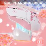 DAREU Sakura Pink Wireless Gaming Mouse with Charging Dock Rechargeable RGB,12K DPI,7 Programmable Buttons High-Precision Sensor [300IPS] [1000Hz] for PC Notebook Mac - Image 7