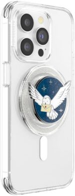 PopSockets Phone Grip with Expanding Kickstand, Compatible with MagSafe, Adapter Ring for MagSafe Included, Wireless Charging Compatible - Enamel Hedwig - Image 3