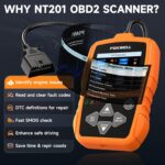 FOXWELL NT201 OBD2 Scanner Code Reader for Cars and Trucks Check Engine Light, Read and Clear Fault Codes, Live Data Diagnostic Tool for All Cars After 1996 - Image 3