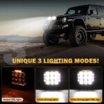 Auxbeam 7inch 228W Round LED Offroad Light Pod, V-MAX Series 26100LM Side Shooter LED Offroad Driving Lights with Amber DRL, 270° Beam Auxiliary Ditch Light for Truck ATV Jeep Ford - Image 3