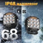 Auxbeam 7inch 228W Round LED Offroad Light Pod, V-MAX Series 26100LM Side Shooter LED Offroad Driving Lights with Amber DRL, 270° Beam Auxiliary Ditch Light for Truck ATV Jeep Ford - Image 4