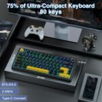 AULA F75 75% Wireless Mechanical Keyboard, Hot Swappable Creamy Keyboard, Pre-lubed Greywood Switches RGB Backlit Gaming Keyboards, 2.4GHz/Type-C/BT5.0(Cool Black) - Image 3