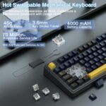 AULA F75 75% Wireless Mechanical Keyboard, Hot Swappable Creamy Keyboard, Pre-lubed Greywood Switches RGB Backlit Gaming Keyboards, 2.4GHz/Type-C/BT5.0(Cool Black) - Image 5