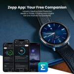 Amazfit Active 2 Smart Watch 44mm, 10 Day Battery, Fitness Tracker, Sleep Monitor, GPS Maps, 160+ Sport Modes, Water Resistant, for Android & Apple iPhone, Sapphire Glass, Black Leather Strap - Image 9
