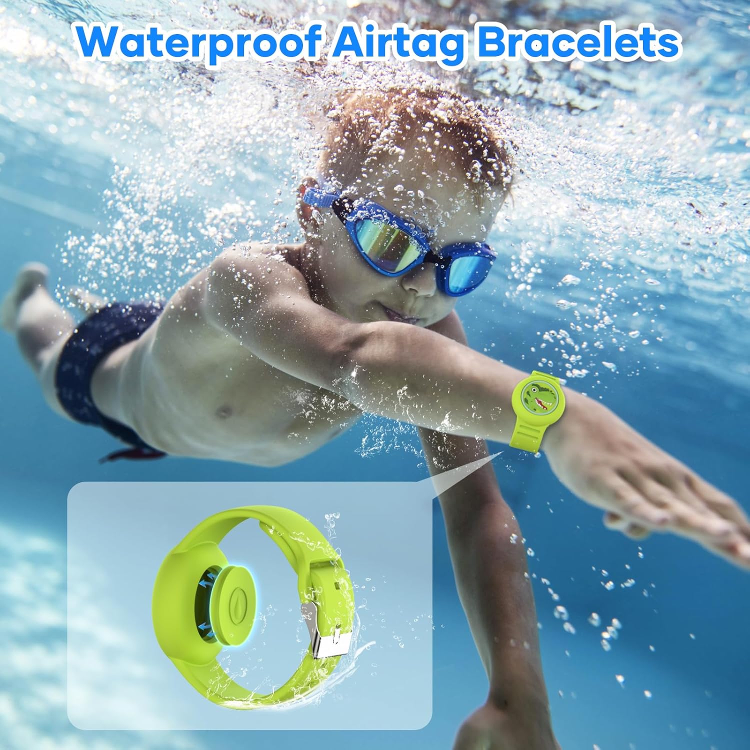 Waterproof Airtag Bracelets for Kids，Apple Air tag Holder for Kids-Soft Silicone Hidden Air tag Wristband - Lightweight GPS Tracker AirTag Watch Band for Child - Image 3