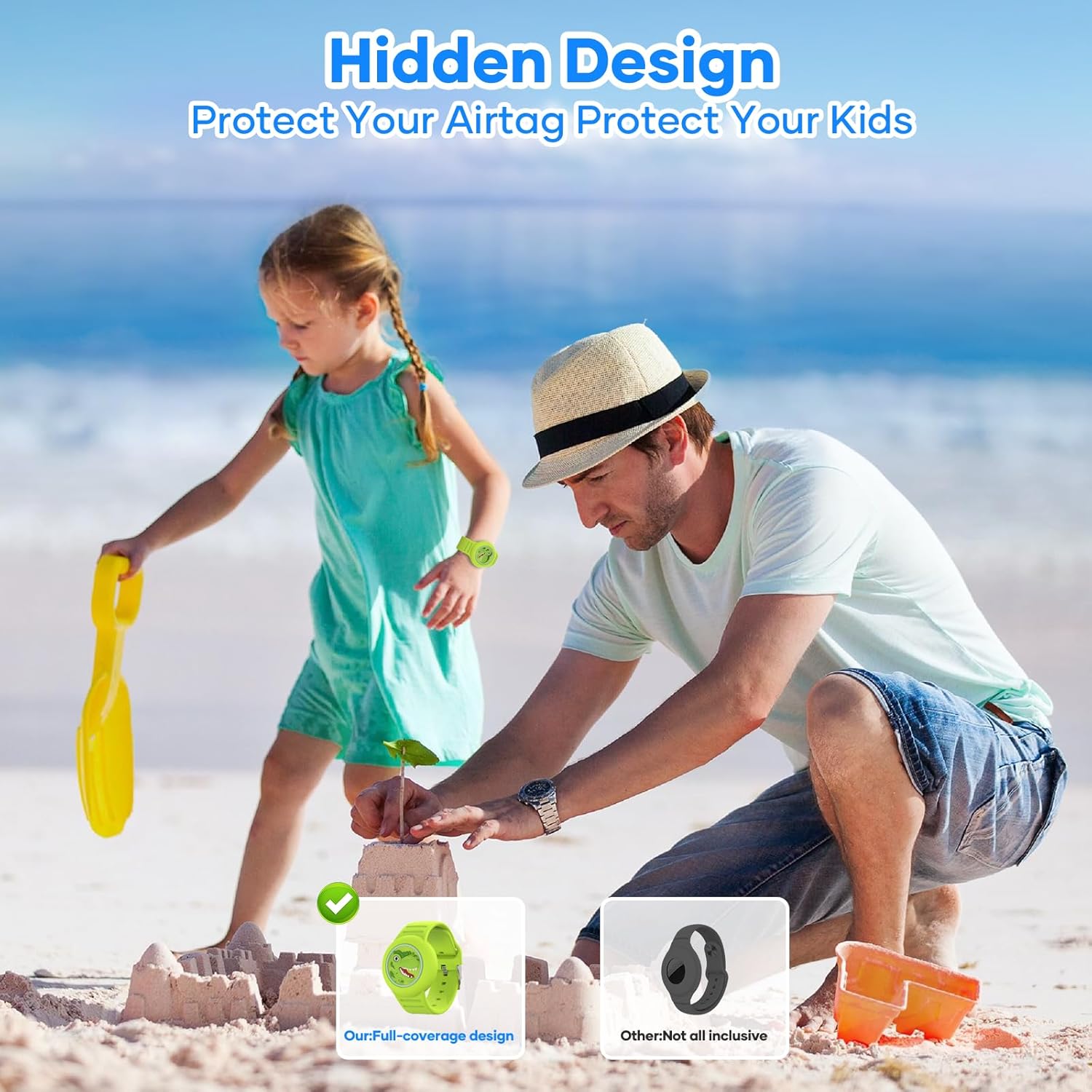 Waterproof Airtag Bracelets for Kids，Apple Air tag Holder for Kids-Soft Silicone Hidden Air tag Wristband - Lightweight GPS Tracker AirTag Watch Band for Child - Image 5