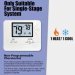 Non-Programmable Thermostats for Home Conventional Single-Stage Systems, up to 1 Heat/ 1 Cool (with White Backlight) - Image 3