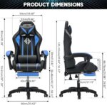 Gaming Chair Massage with LED Lights and Ergonomic Computer Gaming Chair with Footrest High Back Video Game Chairs with Adjustable Lumbar Support Blue and Black - Image 4
