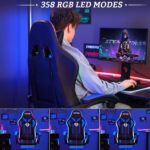 Gaming Chair Massage with LED Lights and Ergonomic Computer Gaming Chair with Footrest High Back Video Game Chairs with Adjustable Lumbar Support Blue and Black - Image 6