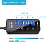 Atolla 4-Port USB 3.0 Hub with 4 Data Ports, 1 Smart Charging Port, Individual On/Off Switches and 5V/3A Adapter - Image 3