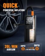 Tire Inflator Portable Air Compressor - 150PSI & 10000mAh Cordless Air Pump with Digital Tire Pressure Gauge, Accurate Dual LCD Display & LED Light, for Car/Motorcycle/E-Bike/Ball - Image 3