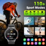 Military Smart Watches for Men, 1.85" HD Large Screen Smart Watch, Flashlight/730mAh/110+ Sports Modes Fitness Tracker Watch, Waterproof Mens Smart Watch for Android Phones iPhone Compatible - Image 7