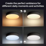 Philips Hue Enrave Medium Ceiling Lamp, Black -White Ambiance Warm-to-Cool White Smart LED Light - 1 Pack - Control with Hue App - Compatible with Alexa, Google Assistant, and Apple Homekit - Image 4