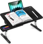 Besign LT05 Adjustable Laptop Table, Lap Desk, Portable Standing Bed Desk, Foldable Sofa Breakfast Tray, Notebook Computer Stand for Reading and Writing, Medium Size, Black - Image 3
