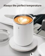 Self Heating Coffee Mug,10oz Heated Mug with Warmer,Smart Temperature Control from 100-149℉,Keep Beverages Warm & Self Stirring,White - Image 3