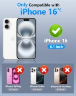 for iPhone 16 Case with Card Holder (Store 3-5 Cards) & Slide Camera Cover & RFID Blocking, Military Grade Protection, Rugged Silicone Wallet Case for iPhone 16 6.1", Blue - Image 3