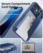 for iPhone 16 Case with Card Holder (Store 3-5 Cards) & Slide Camera Cover & RFID Blocking, Military Grade Protection, Rugged Silicone Wallet Case for iPhone 16 6.1", Blue - Image 4